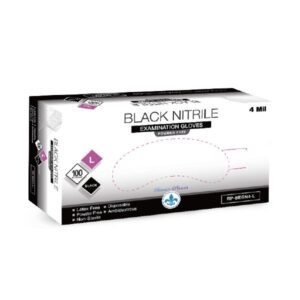 Royalty Premier Medium Black 4mil Exam Powder Free Gloves