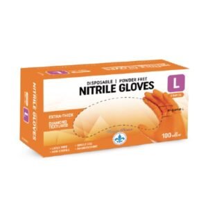 Royalty Premier Large Orange 8mil Diamond Textured Powder Free Gloves